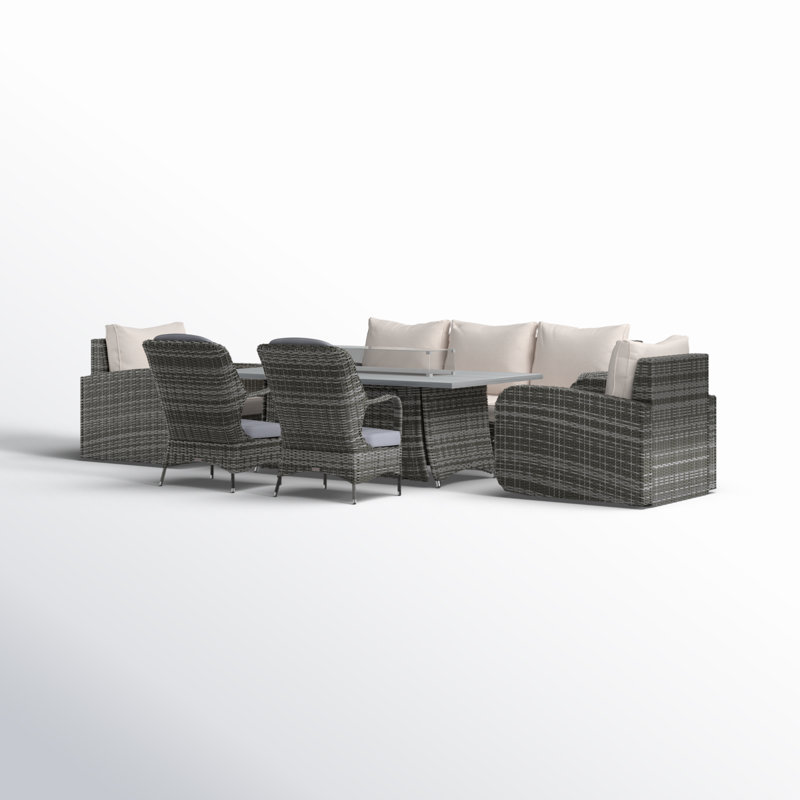 Ensemble de conversation avec canapé 6 pièces Bentlei avec coussins mixtes beige et gris