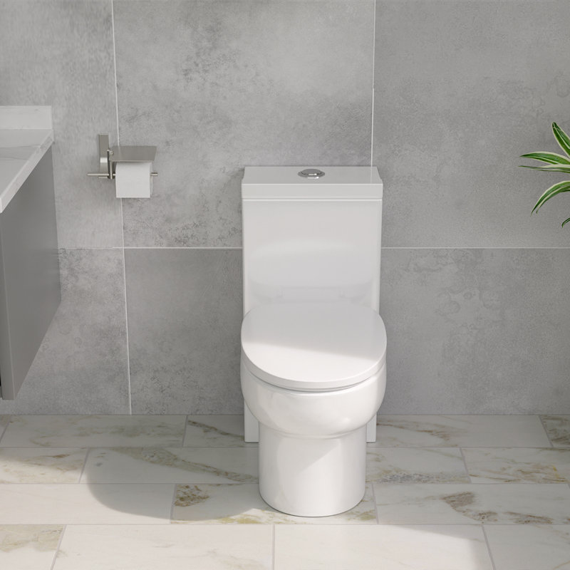 One-Piece Modern Toilet, Comfortable Seat Height Toilet with Dual-Flush Fully Glazed (Seat Included)