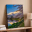 Toile, "Tranquil Spring Scene Doting A Majestic Snow Capped Mountain", art mural sur fond entouré de cerises délicates-1265890146