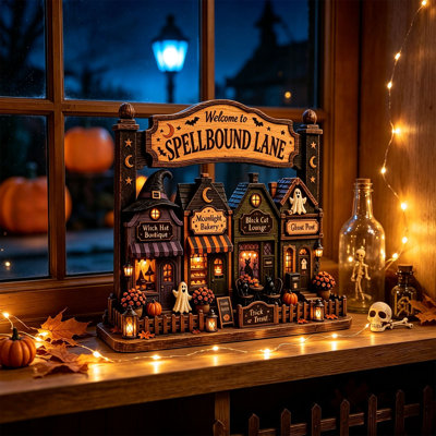 Décoration d'Halloween vintage, maison hantée, décoration de table en bois, plateau rustique, artisanat d'Halloween
