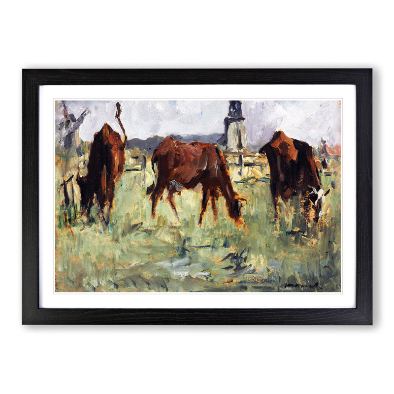Cows in a Field by Edouard Manet - Picture Frame Painting, Black Framed, 48cm H x 65cm W x 2cm D