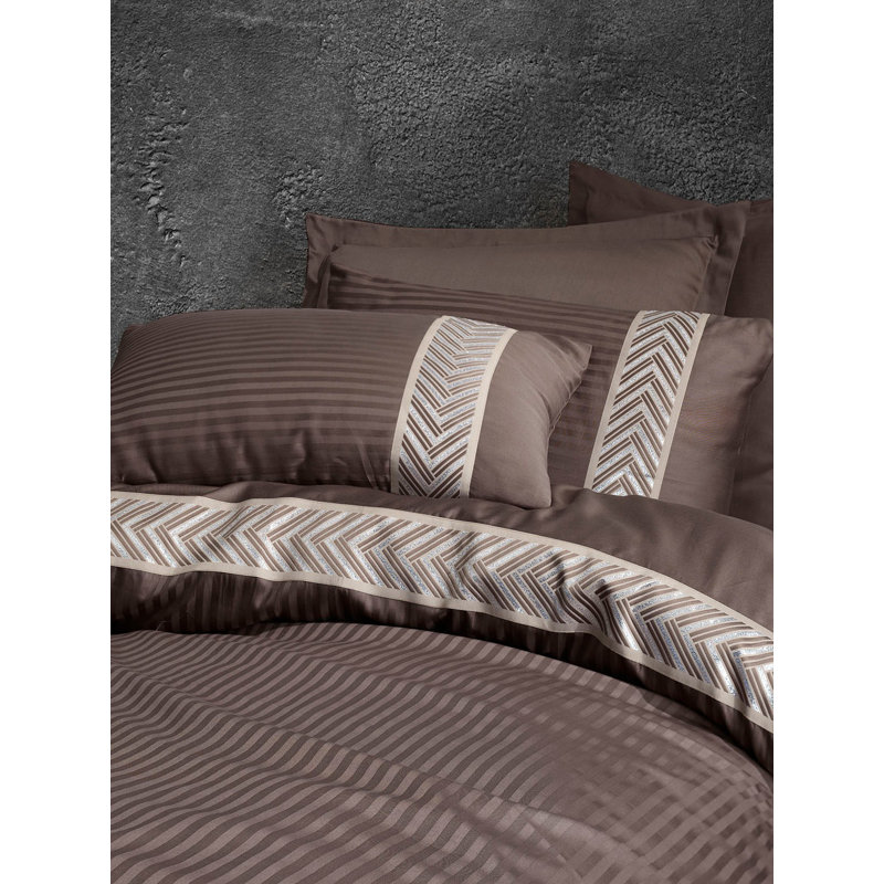 Cotton Satin Duvet Cover, Brown