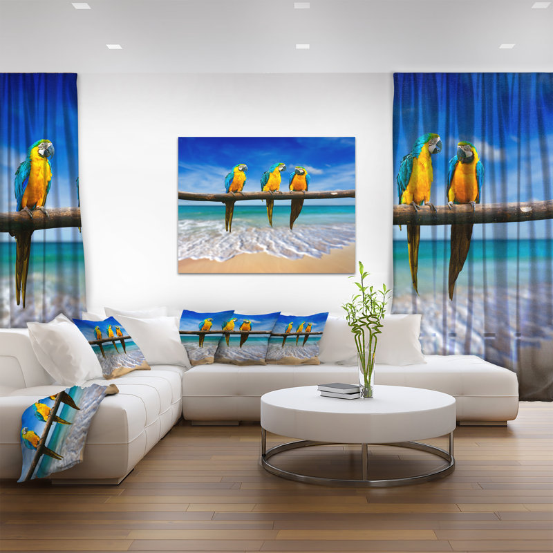 Blue and Gold Macaws Beach Canvas Print, 30" x 40"