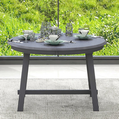 Table de salle à manger ronde extensible en bois Trexm (gris)