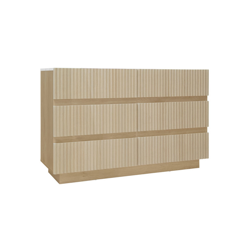 Commode 6 tiroirs avec DEL et cannelure pour la chambre à coucher