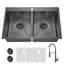Évier de cuisine à double cuve à montage sur plan avec robinet 33 po L x 22 po
