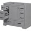 Armoire de salle de bain 36 po, finition grise, 6 tiroirs, tablette réglable, bois gris moderne, solide