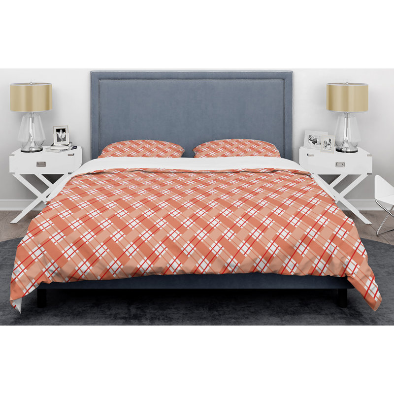 Ensemble de housse de couette à damier rétro rétro-century, Housse de couette très grand + 2 taies décoratives