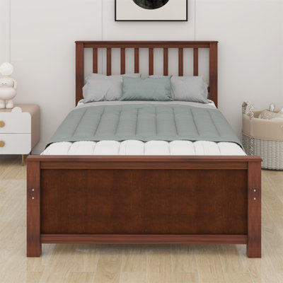 Wood Platform Bed With Headboard,Footboard And Wood Slat Support