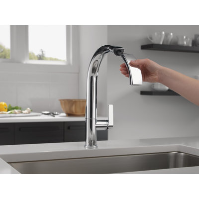 Keele Chrome Kitchen Faucet with Pull Down Sprayer, Modern Single Hole Kitchen Sink Faucet, Single Handle, Chrome