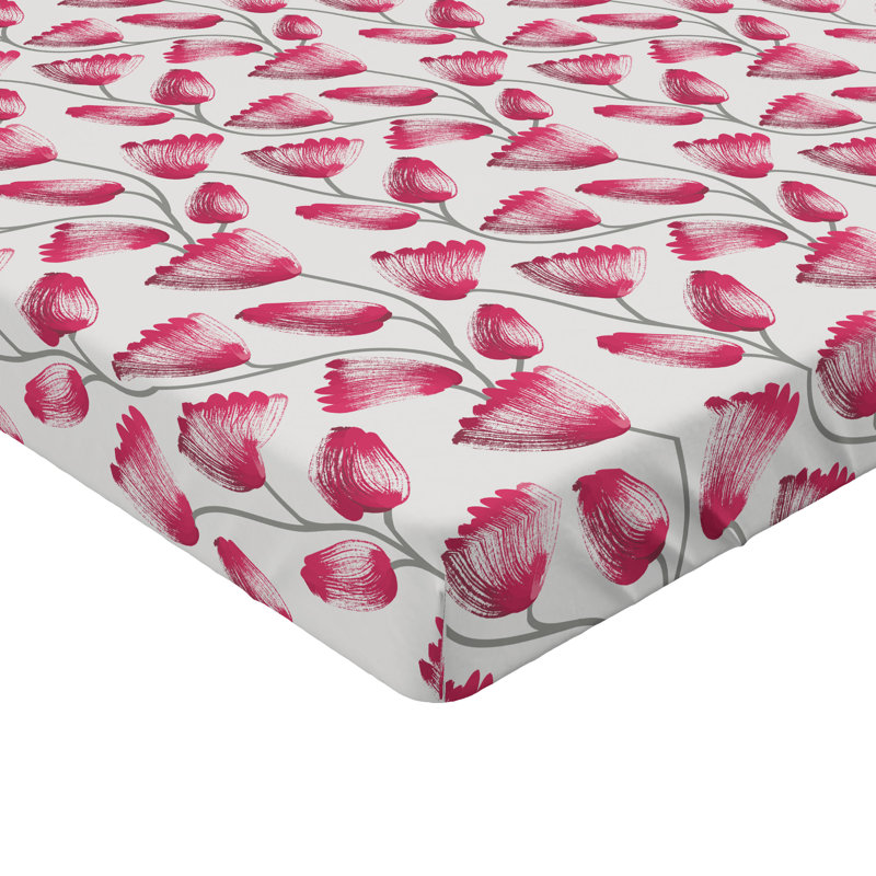 Drap-housse Ambesonne, Magenta, gris taupe / floral, Drap-housse de taille très grand