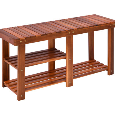 Rustic 3 Shoe Rack, Wood Bench For Hallway. Keeps Shoes Organized In Entryway, Bathroom. & Versatile Rack Wood, Bathroom Piece. Ideal Hygienic