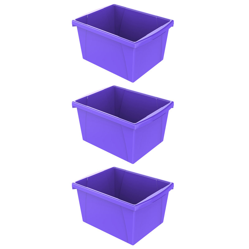 Boîte de rangement Storex de 4 gallons Storex, mauve, paquet de 3, Mauve
