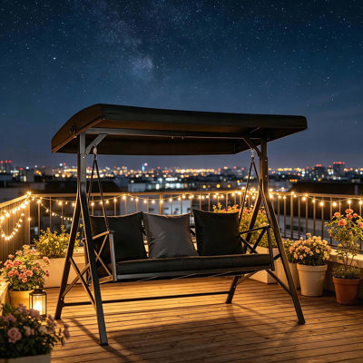Outdoor Swing with Canopy and Cushions