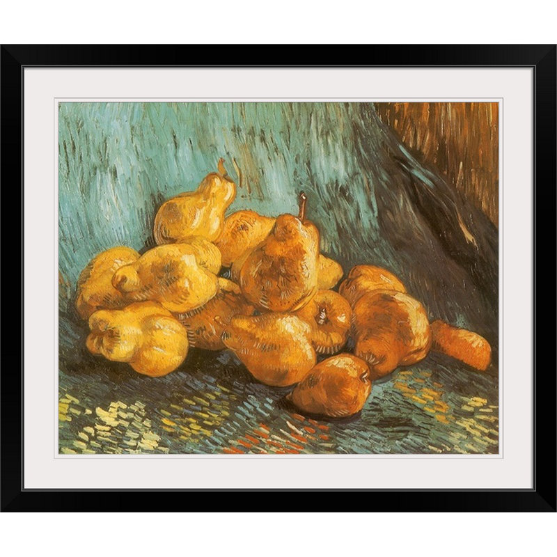 «Pile of Pears» par Vincent Van Gogh - reproduction, H 27 po x l 32 po x P 1 po, Cadre noir
