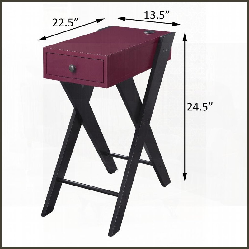 Burgundy &amp; Black Coffee Table with Drawer &amp; USB Ports – Ideal for Living Room, Easy Storage &amp; Charging, Red