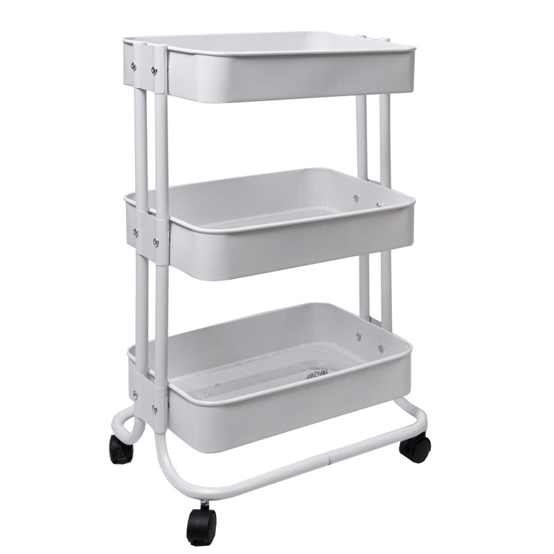39cm W Metal Shelving Unit with Wheels, White