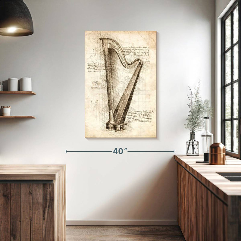 Ancienne harpe Abarca, H 39 po x l 26 po