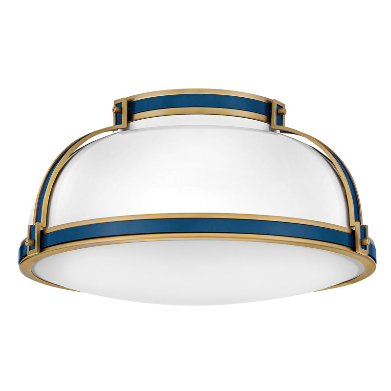 Hinkley Barton Medium Flush Mount, Gold/Blue, Gloss White