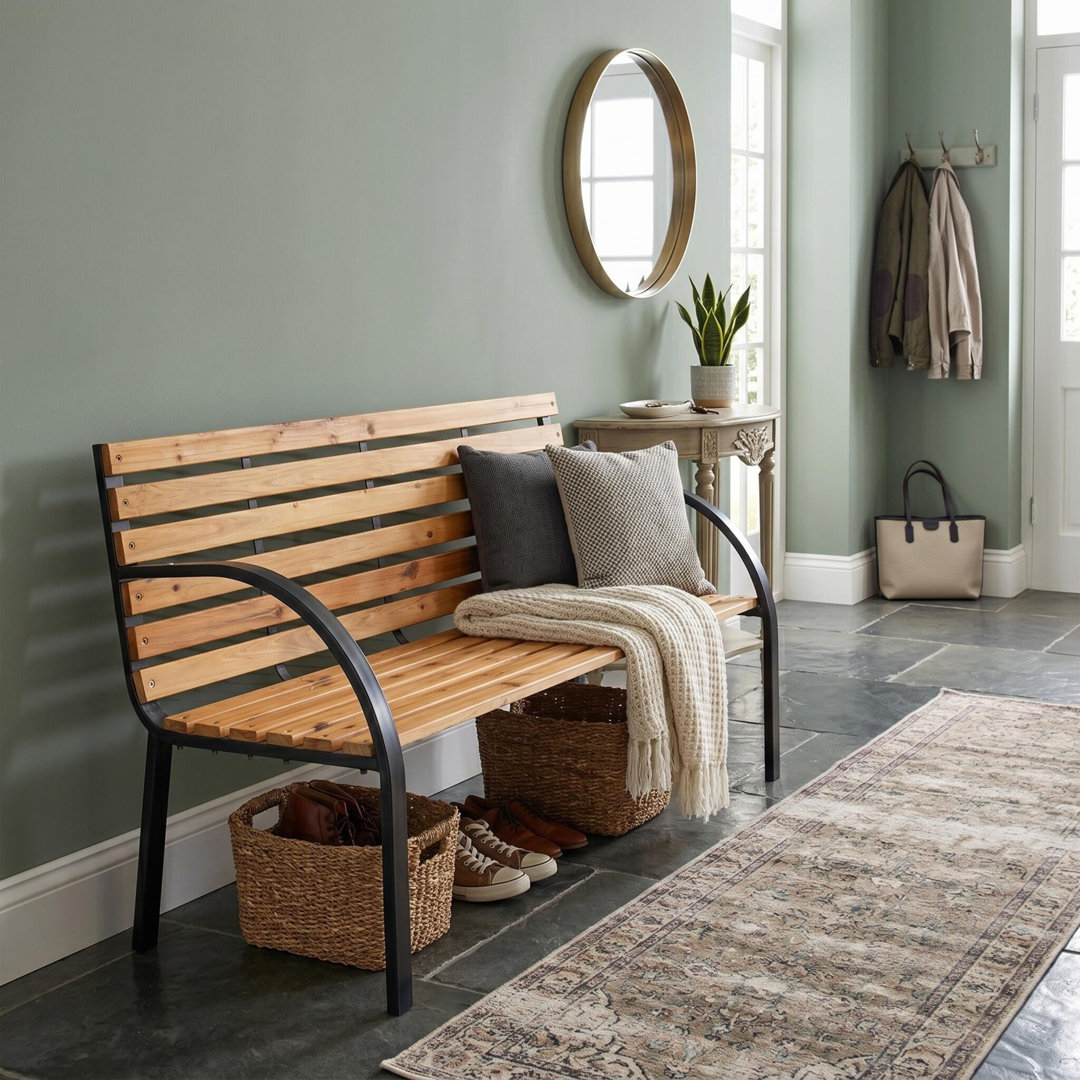B&Q - Ambleside 2 Seater Wooden & Metal Indoor Bench - Image 4