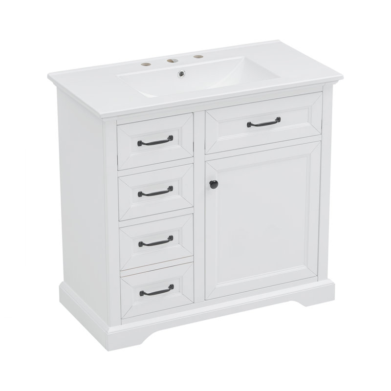 Meuble-lavabo 36 po avec comptoir en céramique, Blanc