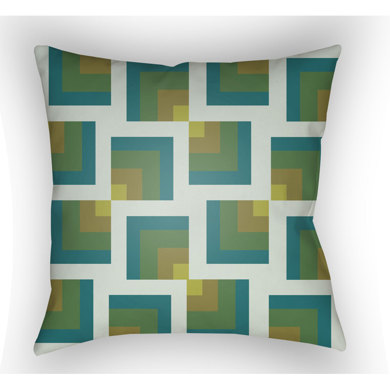 Moderne Geometric Outdoor Throw Pillow, 20" H x 20" W x 5" D, Gray/Turquoise