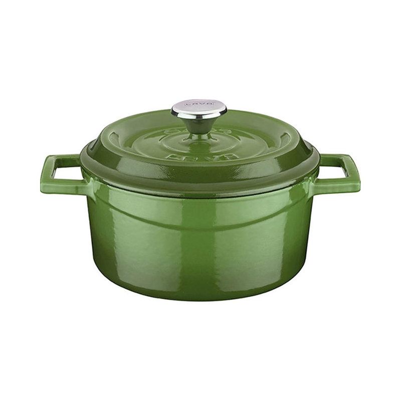 Fonte: H 5 po: 2,5 po 18 oz Faitout rond en fonte, Vert, 0,6 pinte
