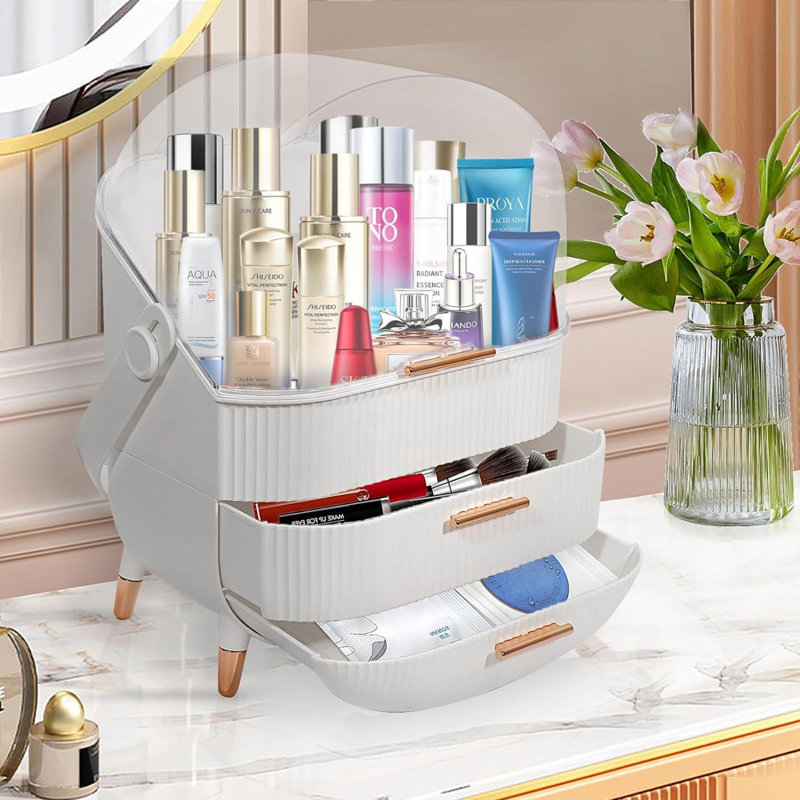 Organisateur de maquillage en plastique Rhuiradh, Blanc