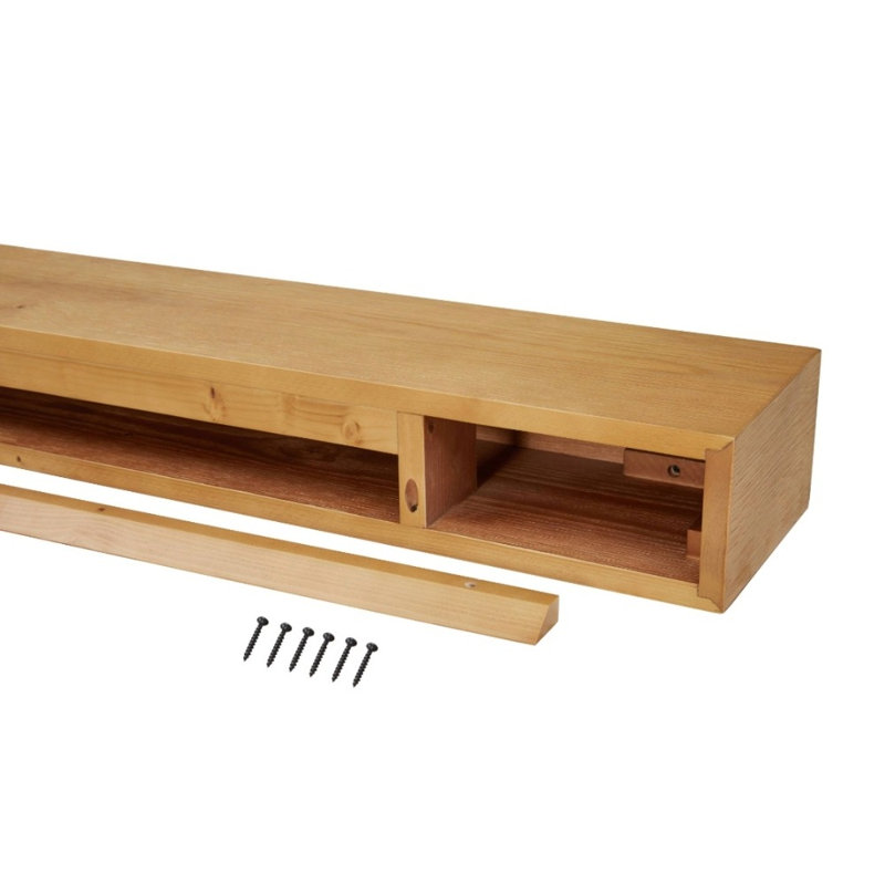 Encase Solid Wood Mantel Shelf for Electric Fireplaces, 84", Natural Honey Stain