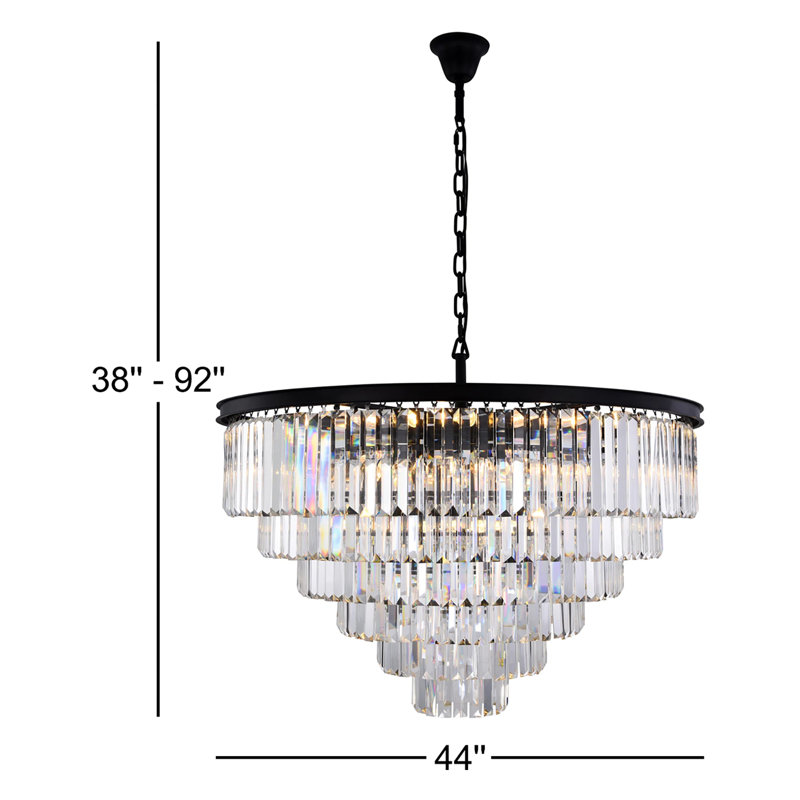 Lustre à niveaux unique 33 lumières Yazmin, Clair, Noir mat