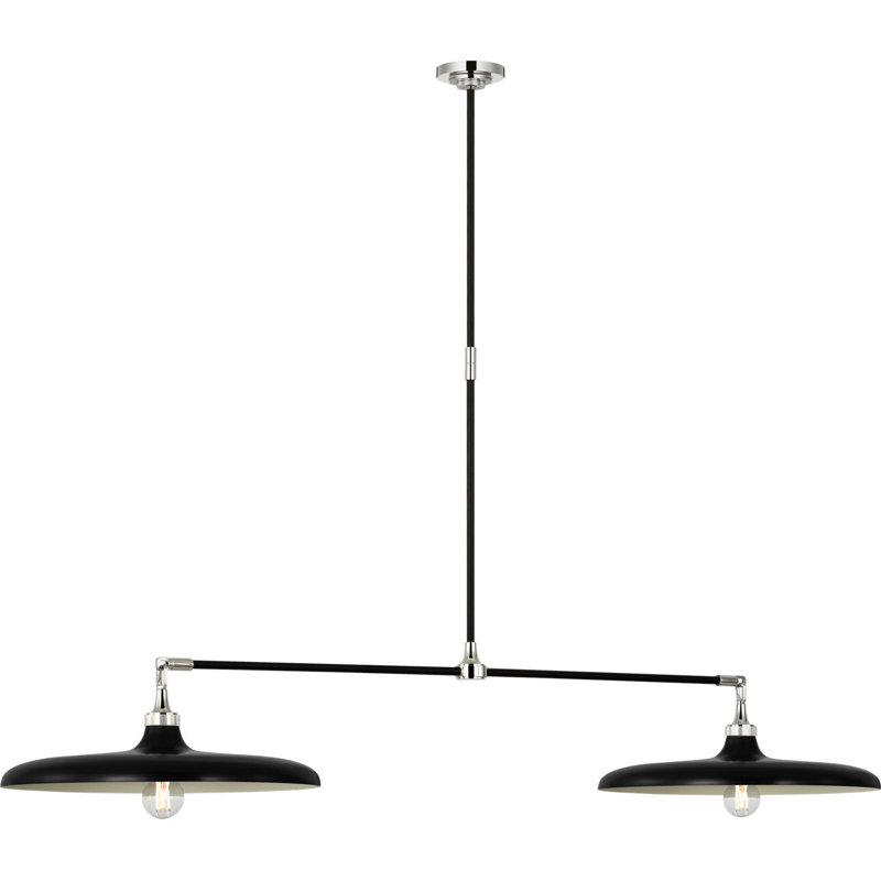 Piatto 63" Linear Pendant with Shade, Polished Nickel/Aged Iron