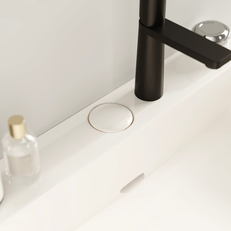 Meuble-lavabo de 24 po en céramique, console de lavabo autoportante, lavabo rectangulaire blanc brillant, pieds en métal noir, meuble-lavabo à tablettes en fer stable avec lavabo intégré, solide et ouvert