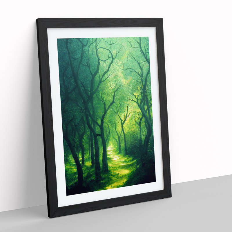 Blissful Forest - Painting, Black Framed, 36cm H x 27cm W x 2cm D, White