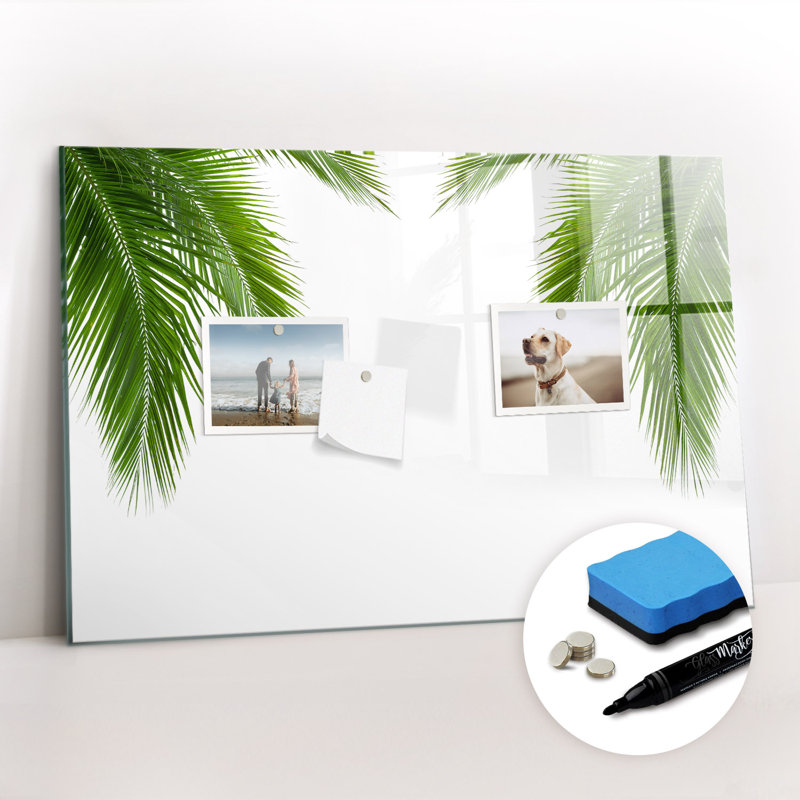 Magnetic Memo Board Whiteboard - 60 x 40 cm - Includes Marker and Magnets - Palm nature leaves