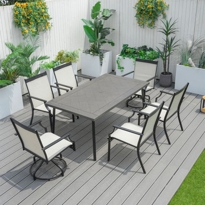 Cloutan 6 - Person Rectangular Outdoor Dining Set With Flex Comfort Chair