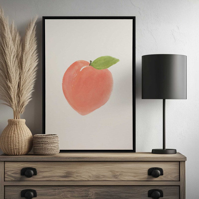 «Peach Fruit», reproduction de peinture à l'aquarelle par Intemporalis, H 24 po x l 18 po, Noir