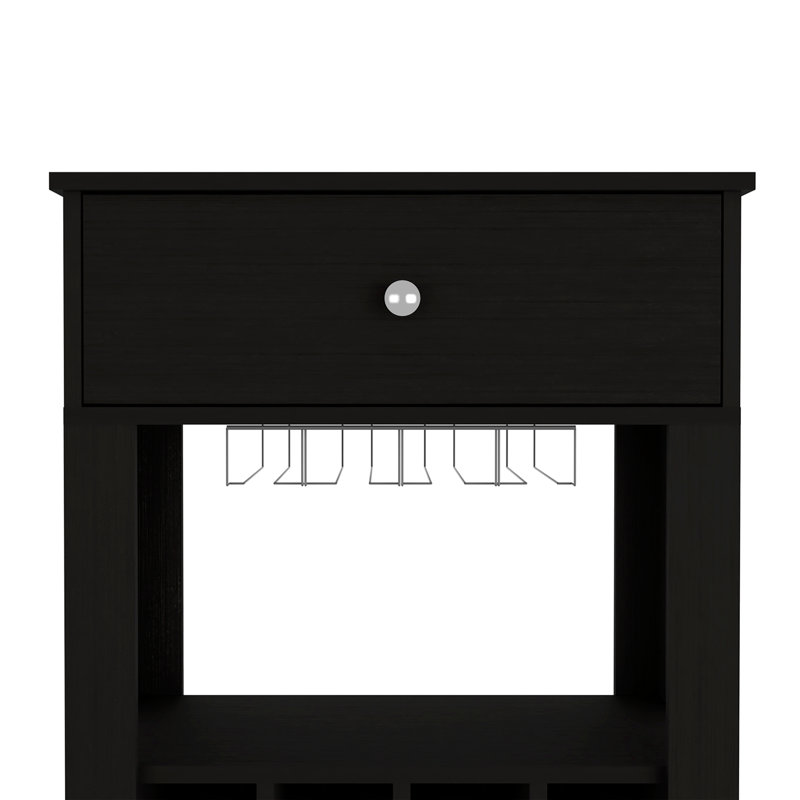 Bar-Chariot à café, rangement pour armoires de cuisine ou de salon, avec 12 porte-bouteilles, une tablette centrale avec 1 porte-gobelets, 1 tiroir