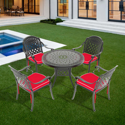 Ensemble de meubles de patio en aluminium coulé avec coussins 5 pièces Simple Fashion