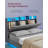 Floating Bed Frame with LED Lights, Charging Station, Tufted Storage Headboard, No Box Spring Needed-1130686581-1130686583