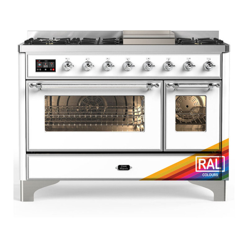 Majestic III Series 48 Inch Dual Fuel Range with 5 Sealed Burners, Griddle, Frenchtop in RAL (Liquid Propane, Copper Trim)