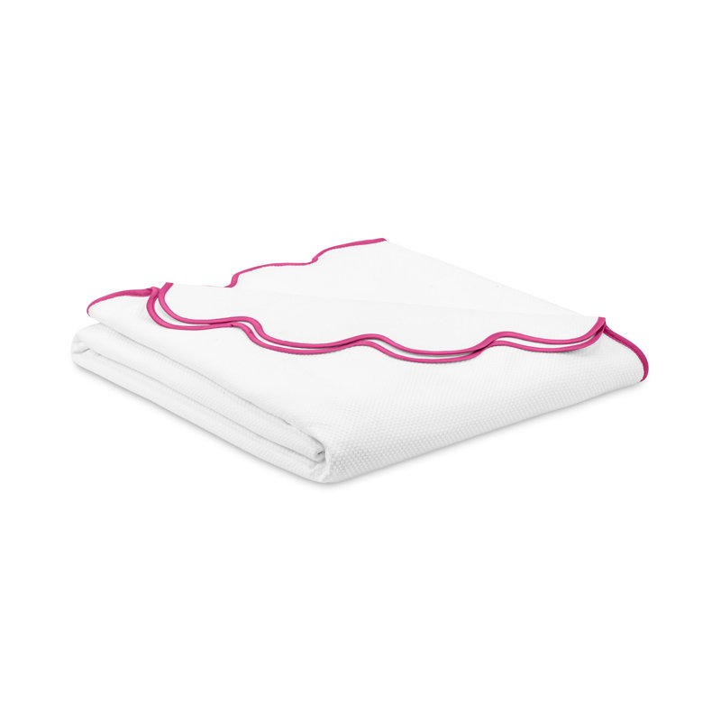 Honeycomb 100% Cotton Coverlet, White/Brilliance Pink, Twin Coverlet / Bedspread