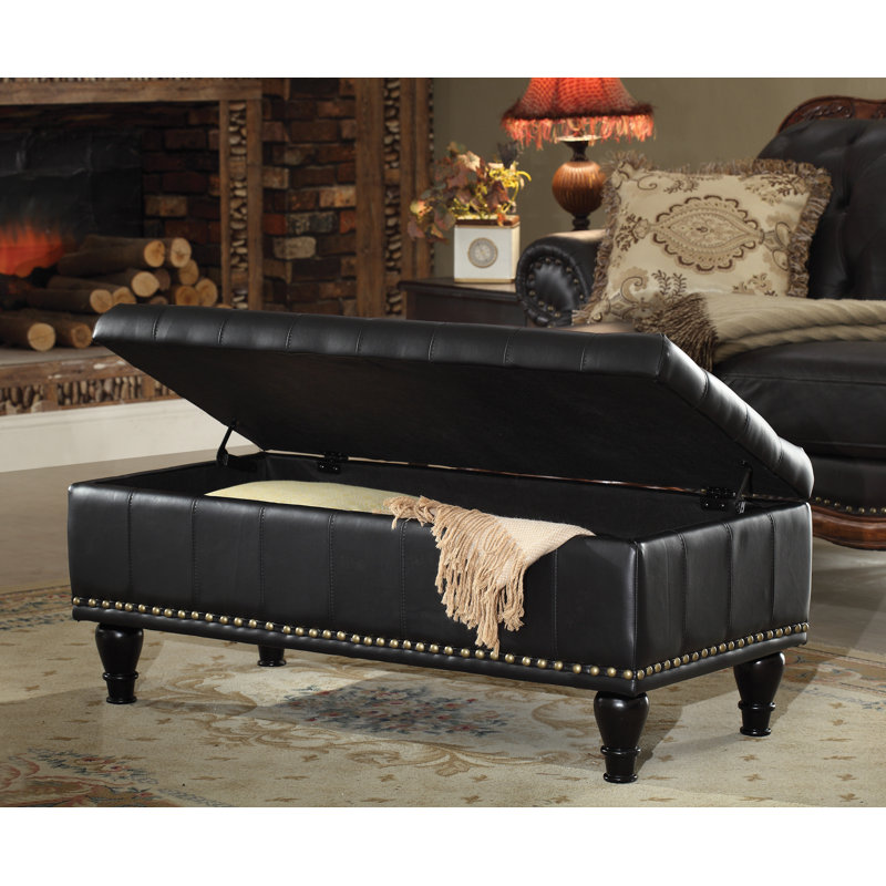 Jonson Faux Leather Ottoman, Black