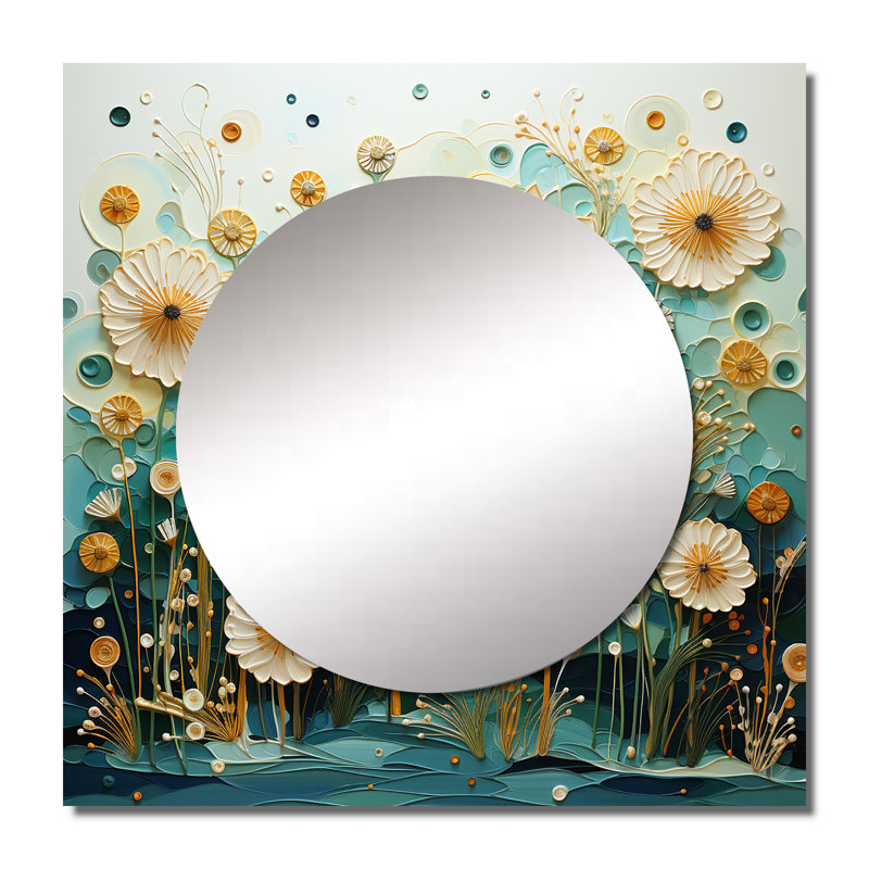Elway - Miroir carré abstrait pour botanique, 23 po x 23 po