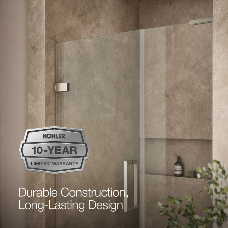 Composed 4646-3/4-In W X 71-1/2-In H Frameless Pivot Shower Door With 3/8-In Crystal Clear Glass And Back-To-Back Vertical Door Pulls