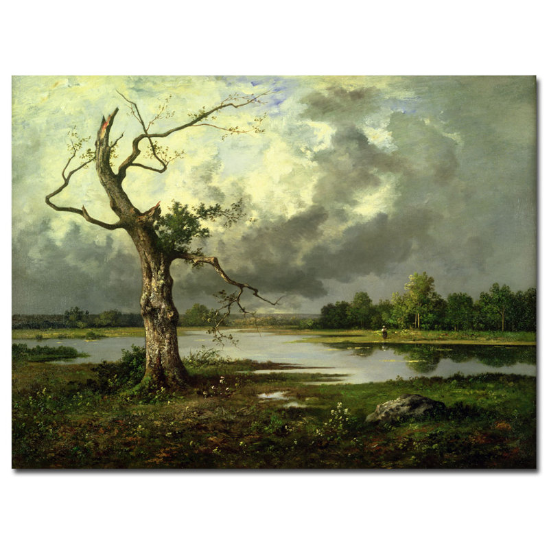 « french river landscape » par leon richet, reproduction d’art sur toile, H 26 po x l 32 po x P 2 po