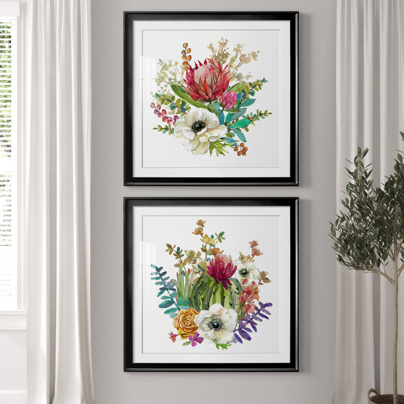 Scrumptious Succulents I - Reproduction d'art de cadre photo multi-pièces, Blanc, Papier encadré noir