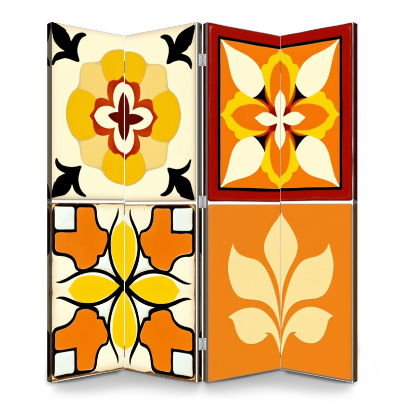 Paravent mexicain 4 panneaux paravent Royal Floral, 4, 71" H x 64" W x 1" D