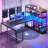 63'' Reversible Computer Desk With LED Power Outlet And Storage Shelves-108993917