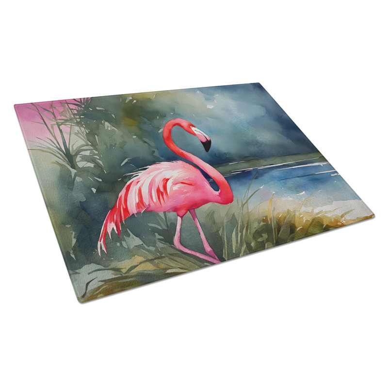 Flamingo Glass Cutting Board Large
