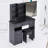 37 Inch Middle Size Left Drawer Desktop Vanity Table with Cushioned Stool, Extra Large Sliding Mirror, Multi-Layer High Capacity Storage for Practical and Fashionable Use in Large Spaces-1363251067